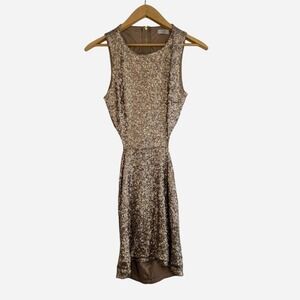 Tobi Gold Sequin High Low Midi Dress Open Back Cutout Size Medium